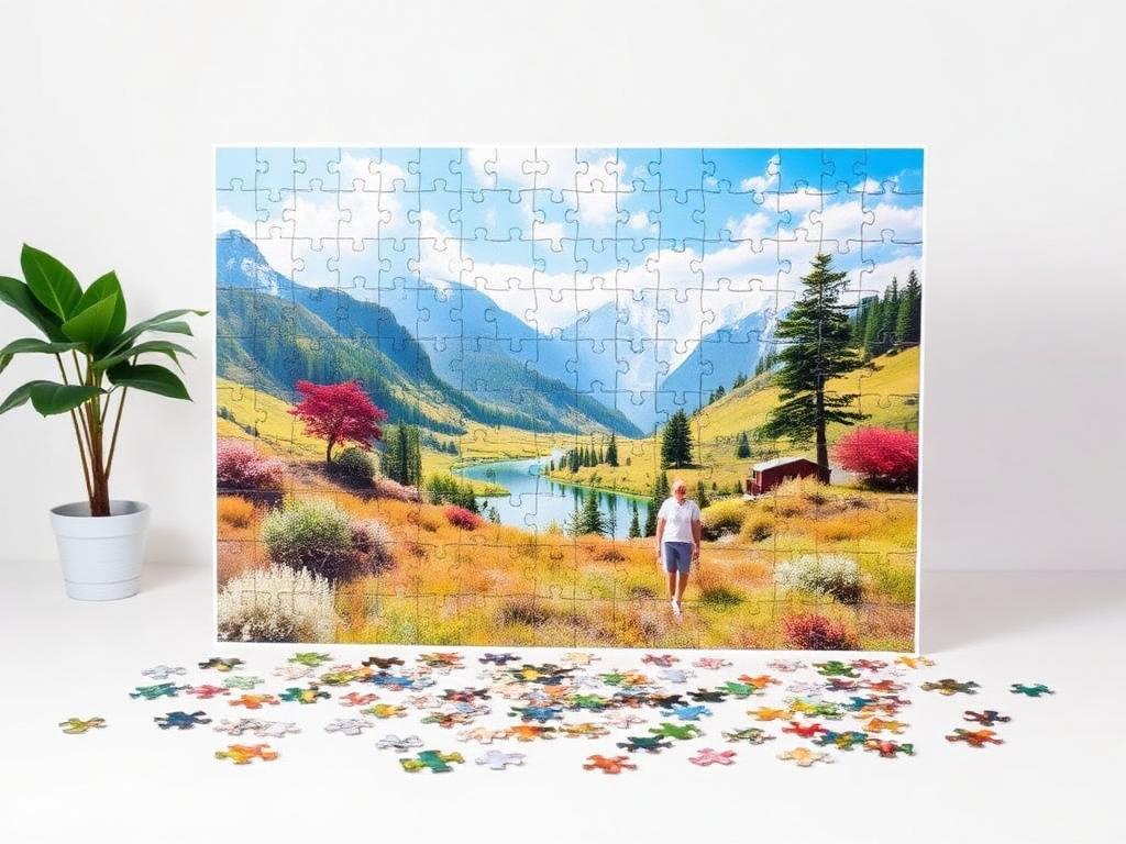 Large-piece jigsaw puzzle with easy-to-handle pieces